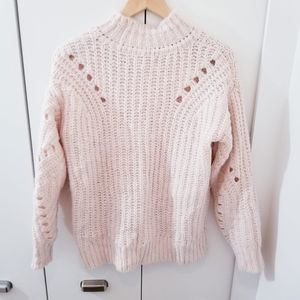 NWOT LOFT | Pink Knit Oversized Sweater Mock Turtleneck Alpaca Wool